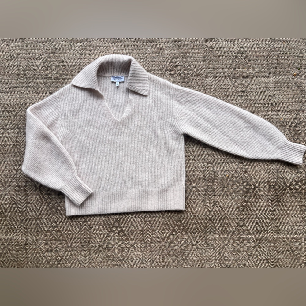 & Other Stories Blush Wool Mohair Blend Split Neck Collared Sweater Womens XS